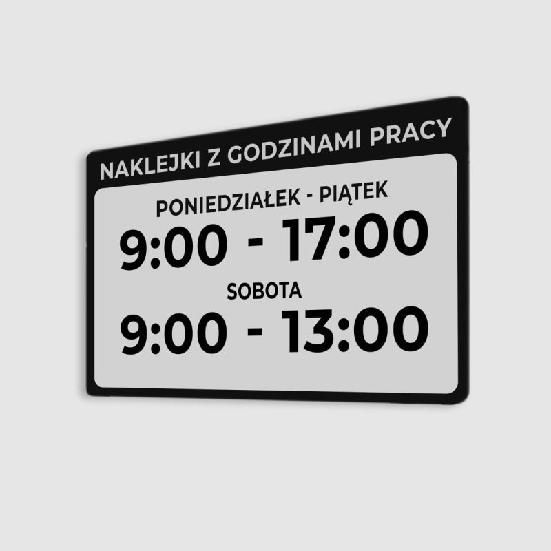 Naklejki z godzinami otwarcia